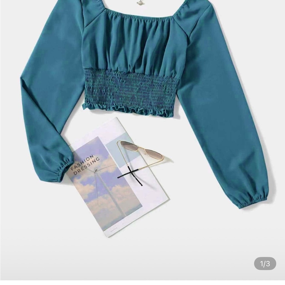 Teal Smocked Women's Top